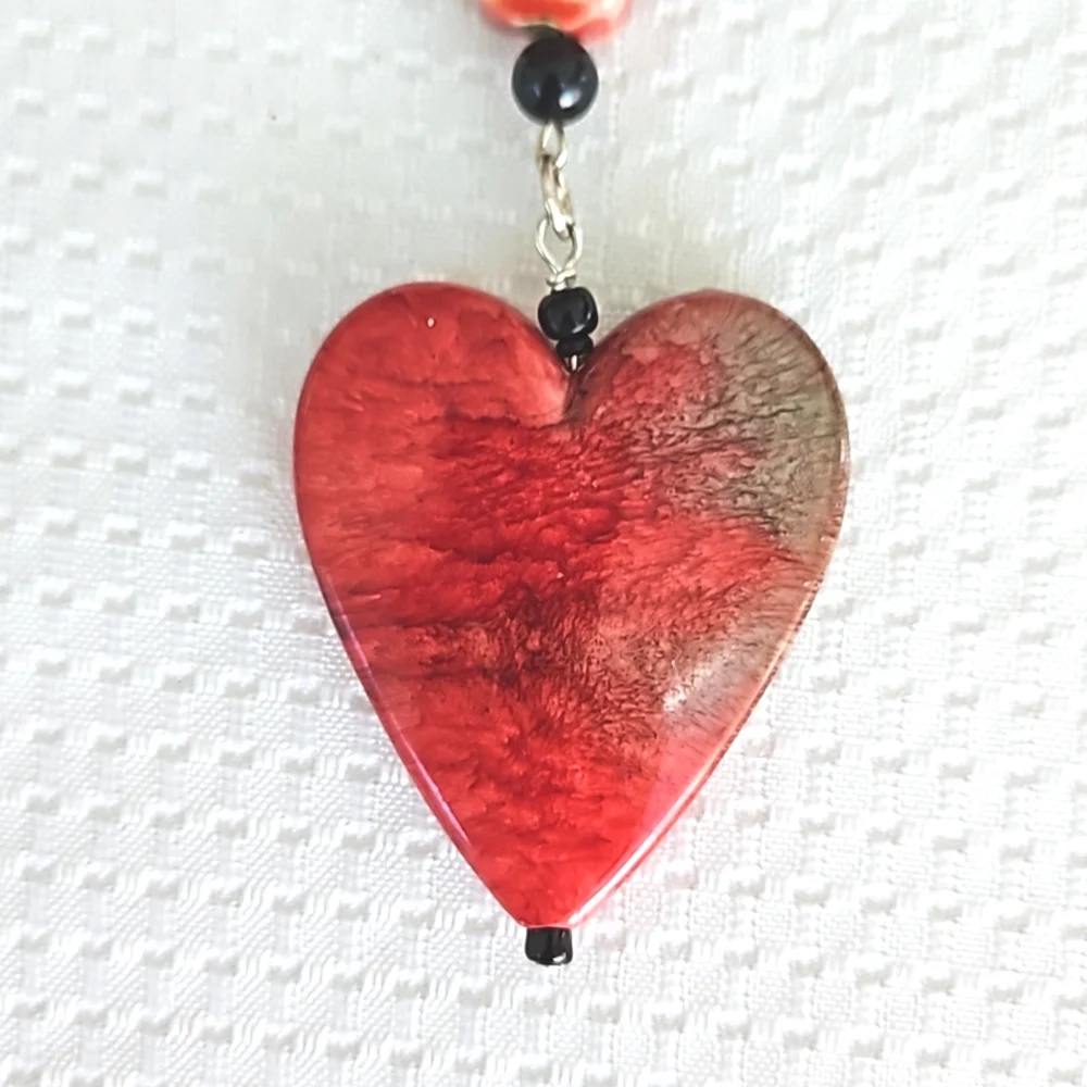 Heartfelt Red and Green Heart Charm Keychain, Keyring, Handmade
